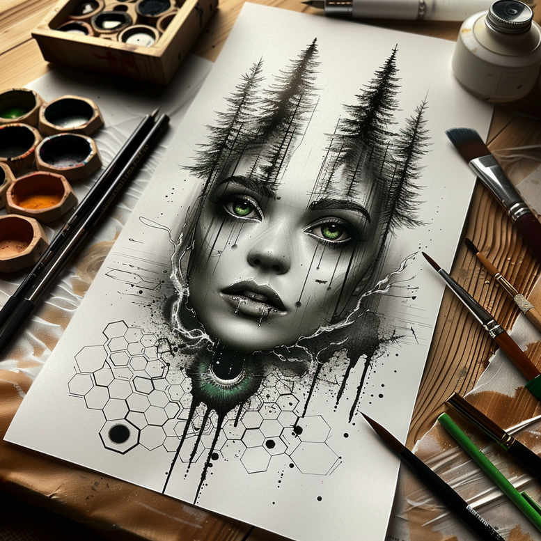 nature tattoo design ideas Surrealism bizarre natural light for sternum