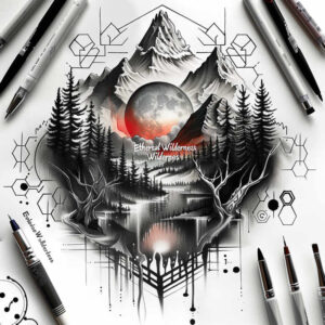 nature tattoo design ideas Surrealism vibrant contrasts natural lines meaning courage