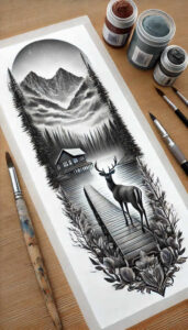 nature tattoo design ideas Surrealism abstract wildlife motifs for chest