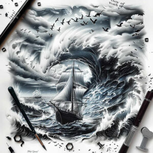 water-tattoo – tattoo design ideas free ai generated – realism-minimal-grain – for-foot – Gallery: nature-inkby-ai