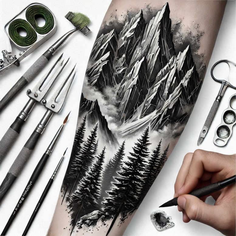 waterfall-tattoo – tattoo design ideas free ai generated – surrealism-juxtaposition – for-upper-thigh – Gallery: nature-inkby-ai
