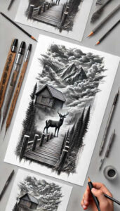 wild-animal-tattoo – tattoo design ideas free ai generated – realism-reflection-effect – for-lower-leg – Gallery: nature-inkby-ai