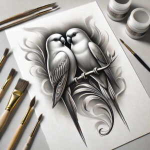 bird-light-effect-tattoo – tattoo design ideas free ai generated – surrealism-floating-elements – for-ankle – Gallery: other-birds-inkby-ai
