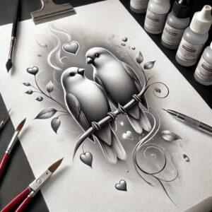 feathered-bird-tattoo – tattoo design ideas free ai generated – neotraditional-clear-lines – for-forearm – Gallery: other-birds-inkby-ai