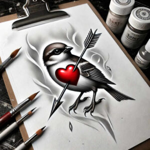 feathered-bird-tattoo – tattoo design ideas free ai generated – realism-balanced-light – for-temple – Gallery: other-birds-inkby-ai