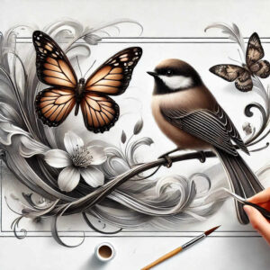 geometric-bird-tattoo – tattoo design ideas free ai generated – realism-living-skin – for-biceps – Gallery: other-birds-inkby-ai