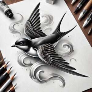 strength-bird-tattoo – tattoo design ideas free ai generated – realism-shadow-realism – for-stomach – Gallery: other-birds-inkby-ai