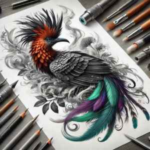 water-bird-tattoo – tattoo design ideas free ai generated – neotraditional-refined-detail – for-neck – Gallery: other-birds-inkby-ai