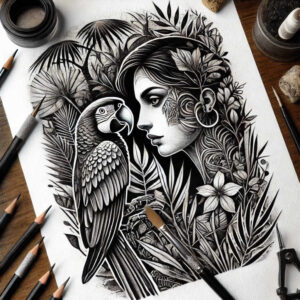 water-bird-tattoo – tattoo design ideas free ai generated – realism-illusion-of-depth – for-side-torso – Gallery: other-birds-inkby-ai