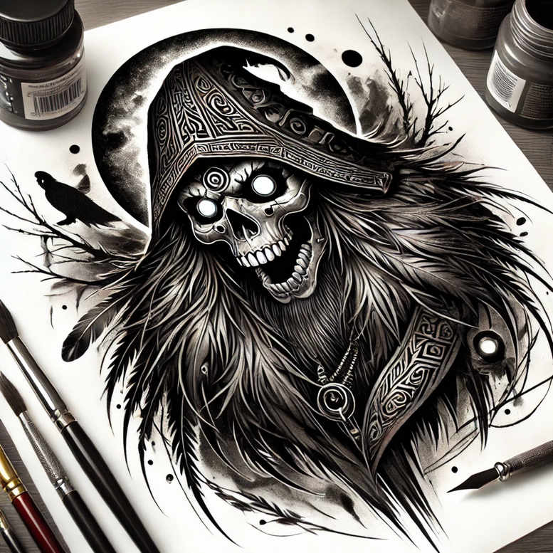 dark-pattern-tattoo – tattoo design ideas free ai generated – surrealism-phantasmagoria – for-full-back – Gallery: other-dark-inkby-ai