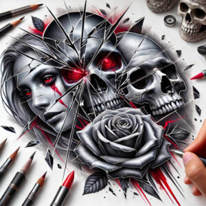 gothic-tattoo – tattoo design ideas free ai generated – surrealism-phantasm – for-heel – Gallery: other-dark-inkby-ai