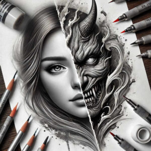 other-dark tattoo design ideas Realism organic structure distorted for lower leg