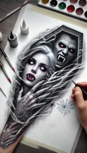 other-dark tattoo design ideas Realism full detail horror for upper back