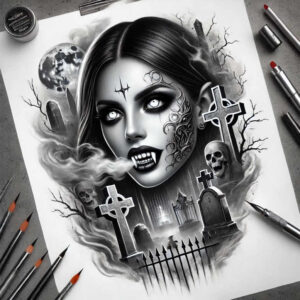 other-dark tattoo design ideas Realism precise gradient spooky for heel