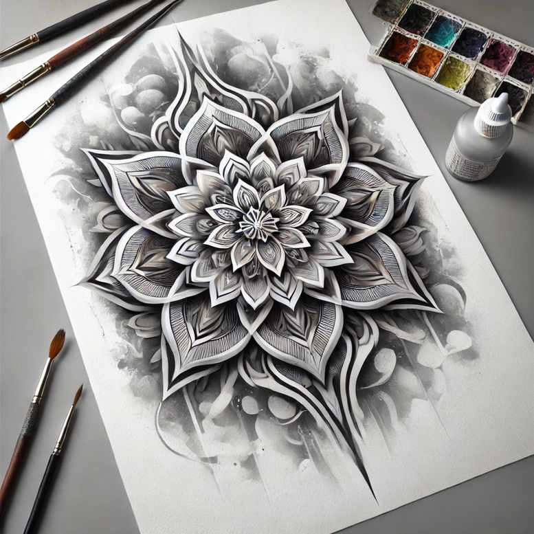 delicate-plant-patterns – tattoo design ideas free ai generated – single-color – for-back – Gallery: other-delicate-inkby-ai
