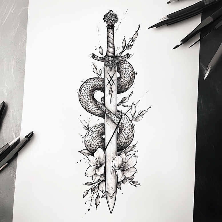 detailed-tattoos – tattoo design ideas free ai generated – plain – for-lower-thigh – Gallery: other-delicate-inkby-ai