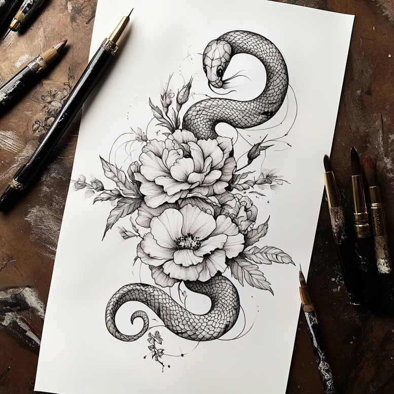 tattoos-with-fine-lines – tattoo design ideas free ai generated – micro-line – for-spine – Gallery: other-delicate-inkby-ai