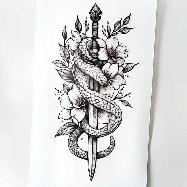 thin-line-tattoos – tattoo design ideas free ai generated – gentle-angle – for-thigh – Gallery: other-delicate-inkby-ai