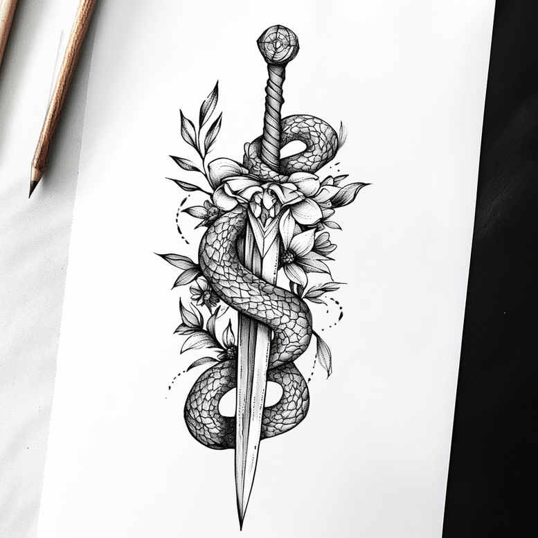 thin-lines – tattoo design ideas free ai generated – plain-tattoo – for-lower-leg – Gallery: other-delicate-inkby-ai
