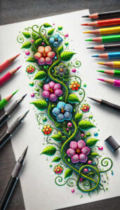 abstract-flower-tattoo – tattoo design ideas free ai generated – surrealism-spectral-hues – for-inner-arm – Gallery: other-flowers-inkby-ai