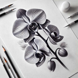 delicate-flower-tattoo – tattoo design ideas free ai generated – realism-tactile-shading – for-nape – Gallery: other-flowers-inkby-ai