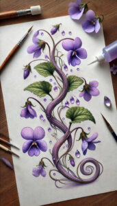 organic-line-flower-tattoo – tattoo design ideas free ai generated – neotraditional-refined-lines – for-shin – Gallery: other-flowers-inkby-ai