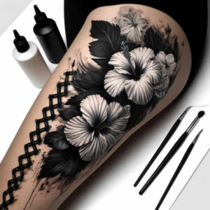 shaded-flower-tattoo – tattoo design ideas free ai generated – neotraditional-artistic-contrast – for-spine – Gallery: other-flowers-inkby-ai