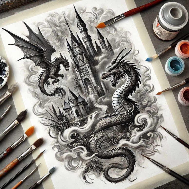 single-line – tattoo design ideas free ai generated – neotraditional-layered-fill – for-thigh – Gallery: other-other-inkby-ai