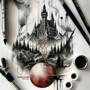 subtle-motif – tattoo design ideas free ai generated – surrealism-phantom – for-lower-thigh – Gallery: other-other-inkby-ai