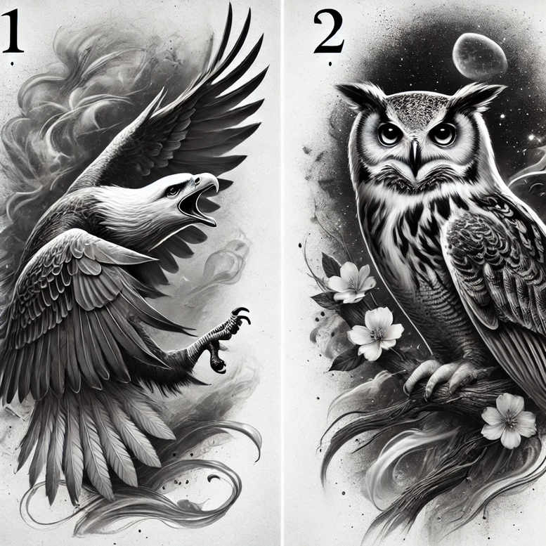 owl-organic-line-tattoo – tattoo design ideas free ai generated – realism-realistic-perspective – for-shoulder – Gallery: owls-inkby-ai