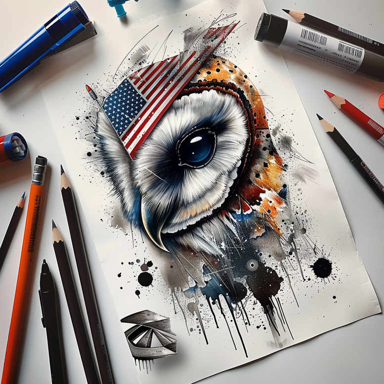 owls tattoo design ideas Realism subtle gradients expressive symbol of endurance