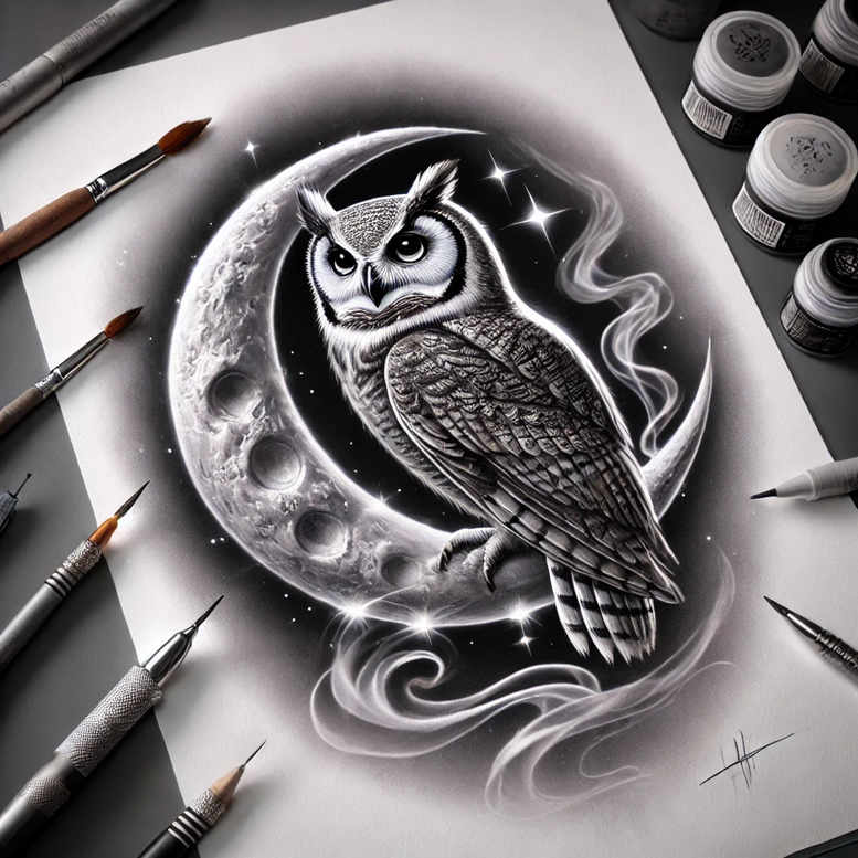 owls tattoo design ideas glowing mystical for nape