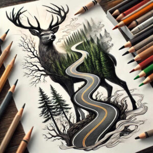 transformation-symbol-tattoo-surrealism-fragmentation-for-upper-thigh – tattoo design ideas free ai generated – Gallery: path-road-inkby-ai