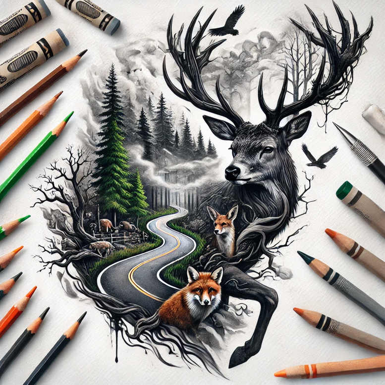 path-hope-symbol – tattoo design ideas free ai generated – neotraditional-bold-color – for-arm – Gallery: path-road-inkby-ai