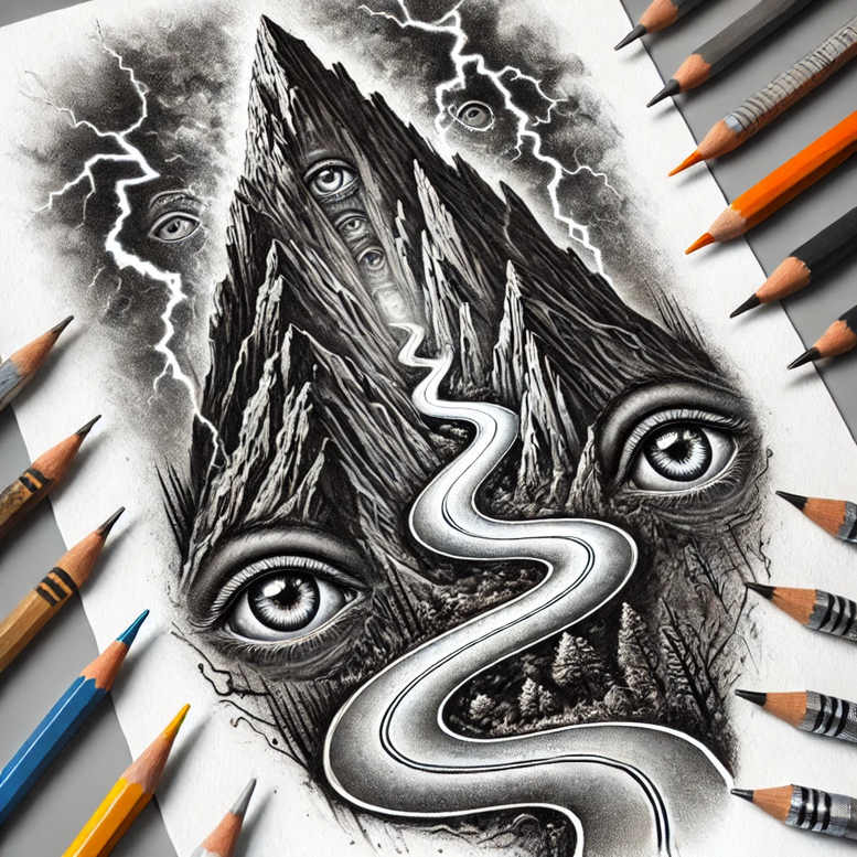 path-in-motion – tattoo design ideas free ai generated – neotraditional-bold-highlights – for-sternum – Gallery: path-road-inkby-ai