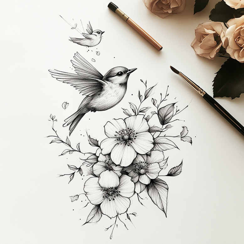 path-with-colors – tattoo design ideas free ai generated – neotraditional-classic-composition – for-hip – Gallery: path-road-inkby-ai