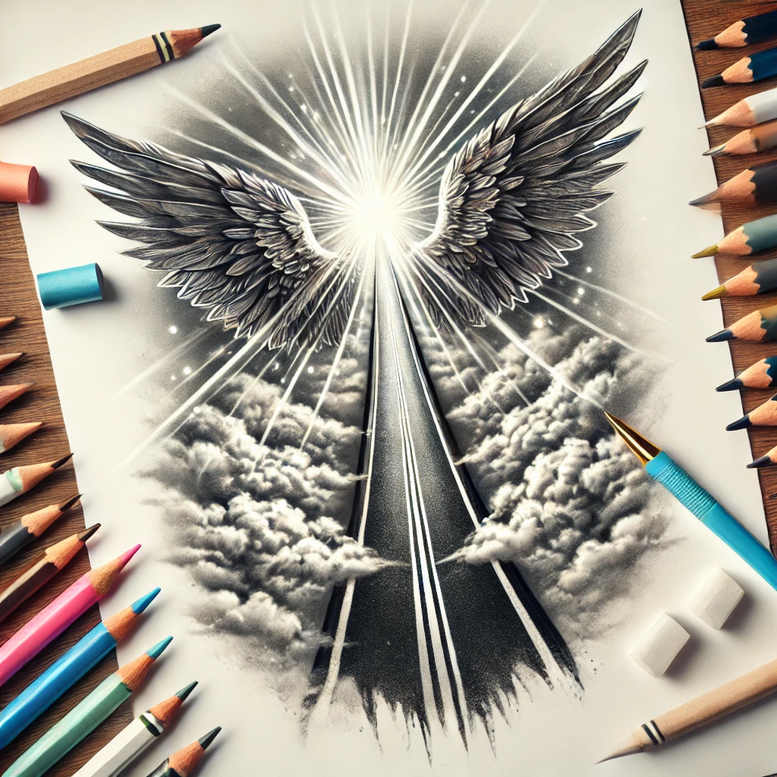 path-with-lines – tattoo design ideas free ai generated – surrealism-abstract – for-calf – Gallery: path-road-inkby-ai