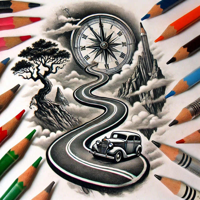 path-with-ornamental-details – tattoo design ideas free ai generated – neotraditional-color-richness – for-stomach – Gallery: path-road-inkby-ai