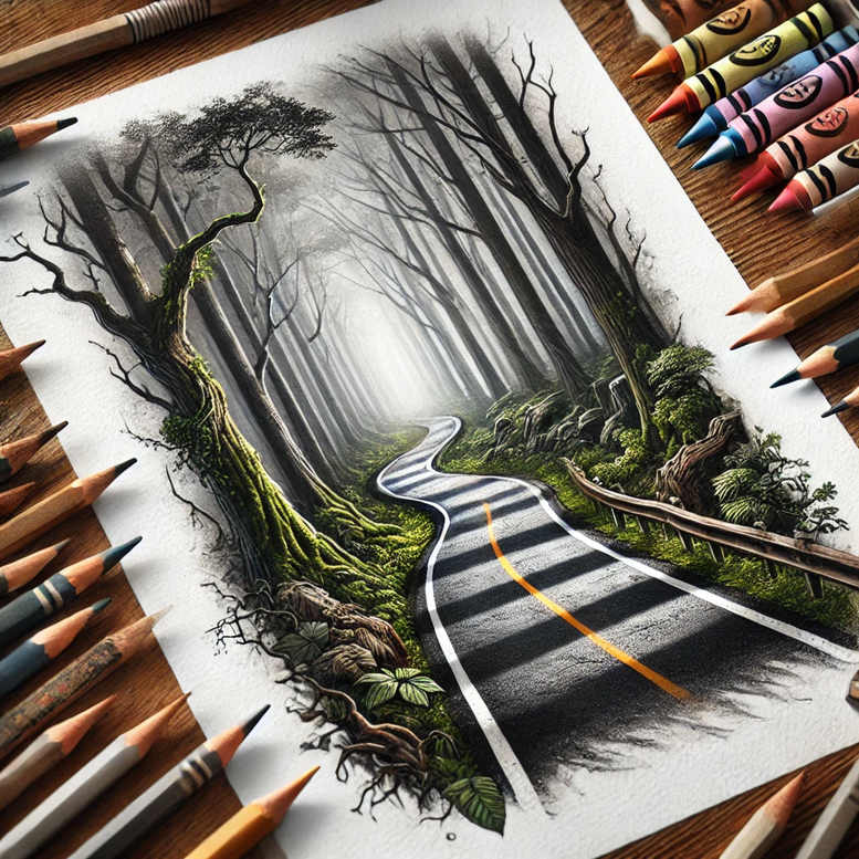 nature-motif-path-tattoo-neotraditional-artistic-shading-for-shin – tattoo design ideas free ai generated – Gallery: path-road-inkby-ai