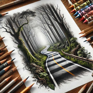 path-road tattoo design ideas saturated hues path for neck