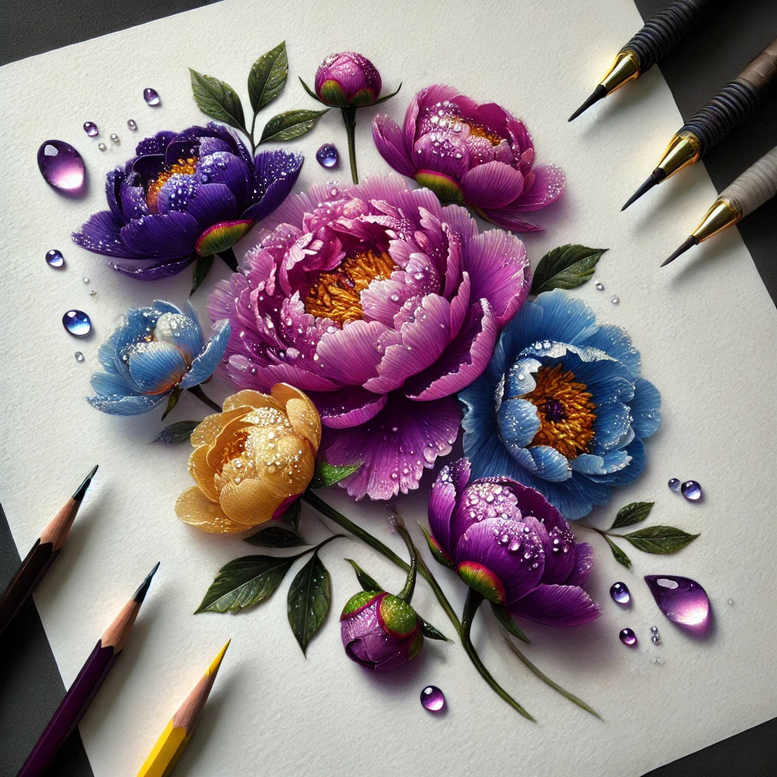 talisman-peony-tattoo – tattoo design ideas free ai generated – unadorned – for-elbow – Gallery: peonies-inkby-ai