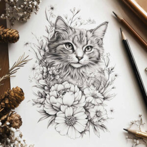 pets-tattoo-ideas – tattoo design ideas free ai generated – minimalist – for-knee – Gallery: pets-inkby-ai