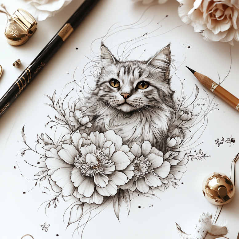 pets-tattoo-ideas – tattoo design ideas free ai generated – single-line – for-wrist – Gallery: pets-inkby-ai