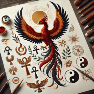 phoenix-and-rebirth – tattoo design ideas free ai generated – realism-photographic-quality – for-spine – Gallery: phoenix-inkby-ai