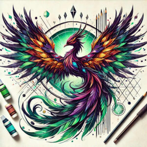 phoenix-in-art – tattoo design ideas free ai generated – realism-clean-background – for-elbow – Gallery: phoenix-inkby-ai