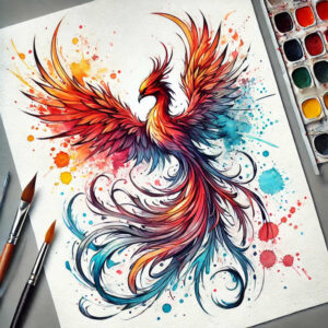 phoenix-symbol-of-eternity – tattoo design ideas free ai generated – surrealism-dreamlike – for-back-of-neck – Gallery: phoenix-inkby-ai