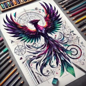 phoenix-symbol-of-transformation – tattoo design ideas free ai generated – realism-digital-realism – for-wrist-side – Gallery: phoenix-inkby-ai