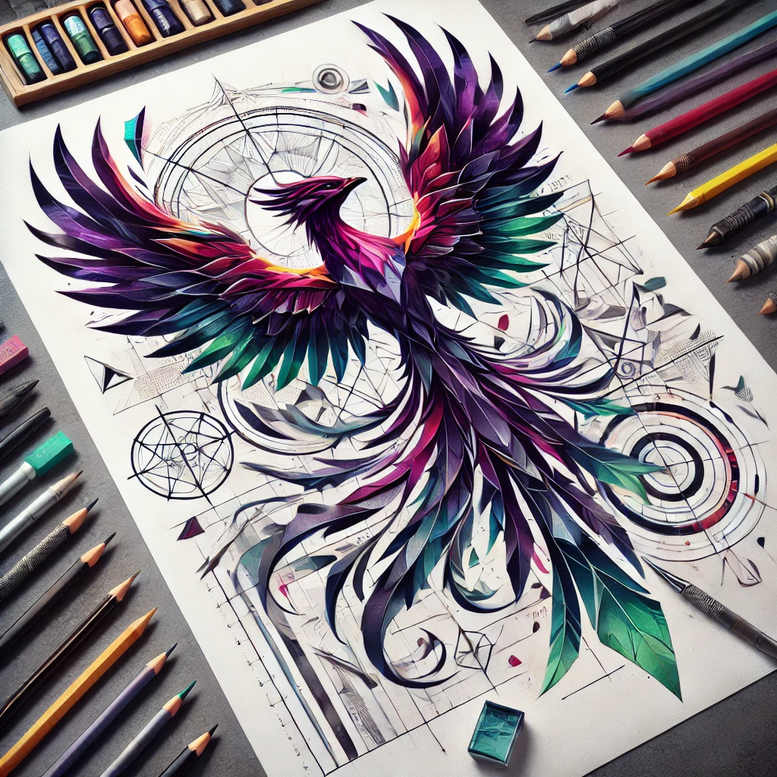 phoenix-symbol-of-transformation – tattoo design ideas free ai generated – realism-digital-realism – for-wrist-side – Gallery: phoenix-inkby-ai