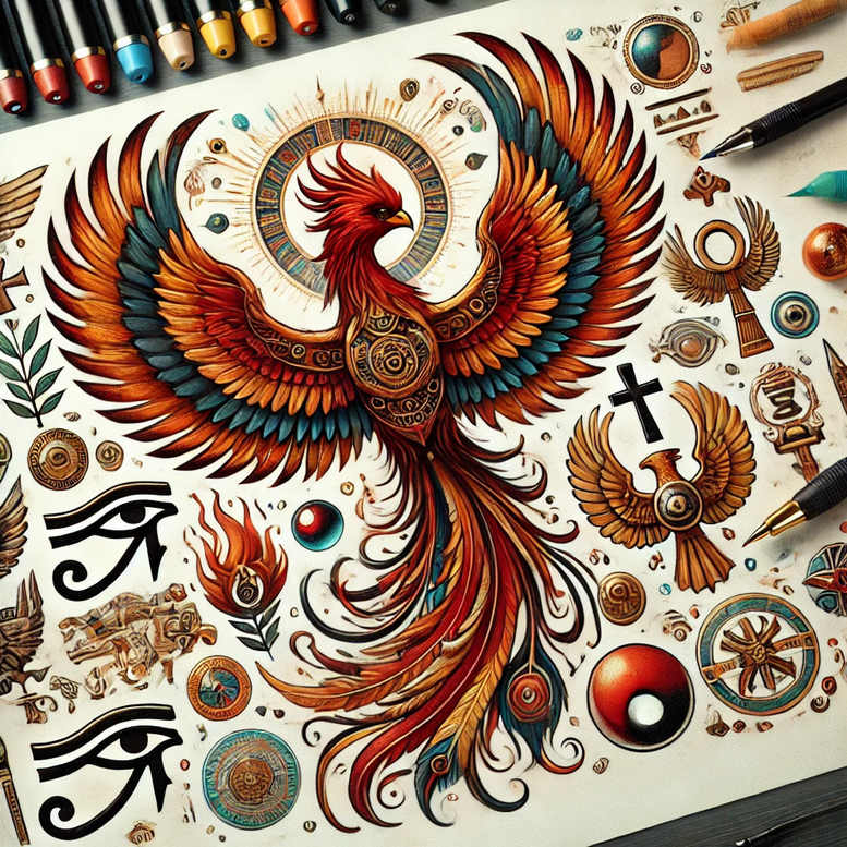 phoenix-tattoo – tattoo design ideas free ai generated – realism-high-resolution-tattoo – for-palm – Gallery: phoenix-inkby-ai