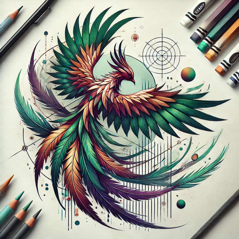 phoenix-with-detail – tattoo design ideas free ai generated – neotraditional-clean-fill – for-back – Gallery: phoenix-inkby-ai
